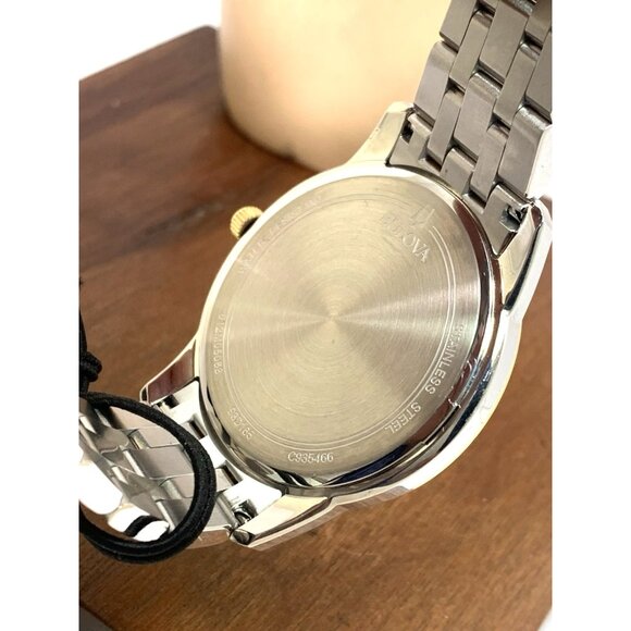 Bulova Men's Watch 98D165 Quartz Diamond Black Dial Two Tone Stainless Steel - Picture 7 of 14